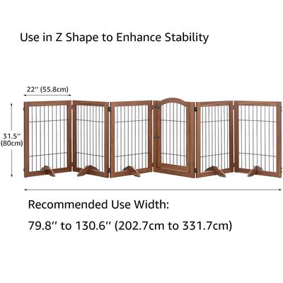 Show full view: Unipaws 6 Panel Freestanding Wooden Wire Dog & Cat Gate, Walnut, Large slide 4 of 7