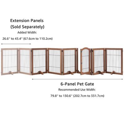 Show full view: Unipaws 6 Panel Freestanding Wooden Wire Dog & Cat Gate, Walnut, Large slide 6 of 7