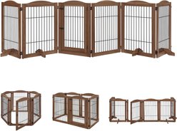 Unipaws 6 Panel Wire Dog Playpen Freestanding Pet Gate, Walnut, Medium slide 2 of 7