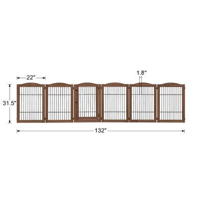 Show full view: Unipaws 6 Panel Wire Dog Playpen Freestanding Pet Gate, Walnut, Medium slide 4 of 8