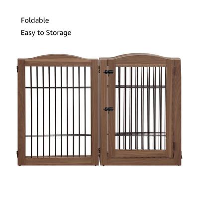 Show full view: Unipaws 6 Panel Wire Dog Playpen Freestanding Pet Gate, Walnut, Medium slide 6 of 8