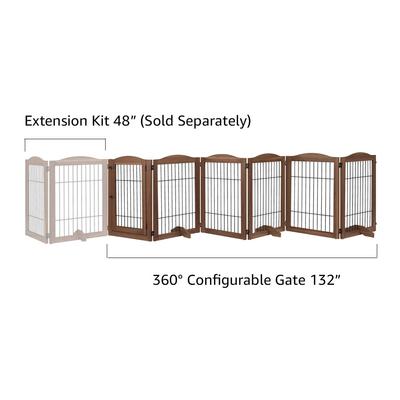Show full view: Unipaws 6 Panel Wire Dog Playpen Freestanding Pet Gate, Walnut, Medium slide 7 of 8