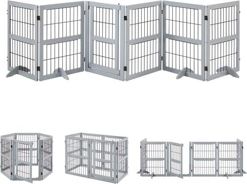 Show full view: Unipaws 6 Panel Wooden Wire Dog Gate slide 4 of 10