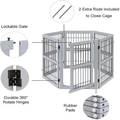 Show full view: Unipaws 6 Panel Wooden Wire Dog Gate slide 8 of 10