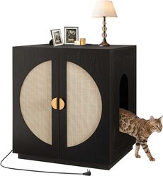 Unipaws Cat Litter Box Enclosure, Black, Jumbo