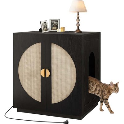 Unipaws Unipaws Cat Litter Box Enclosure, Black, Jumbo