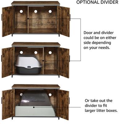 Show full view: Unipaws Cat Litter Box Enclosure with Top Opening, Large, Rustic Brown slide 5 of 7
