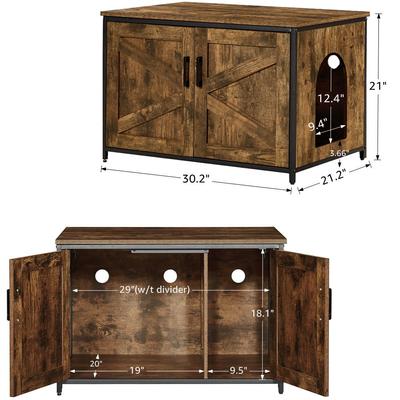 Show full view: Unipaws Cat Litter Box Enclosure with Top Opening, Large, Rustic Brown slide 6 of 7