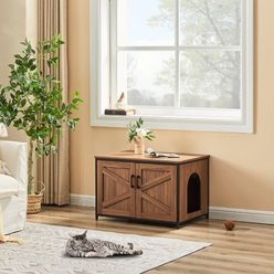 Unipaws Cat Litter Box Enclosure with Top Opening, Large, Walnut slide 2 of 6