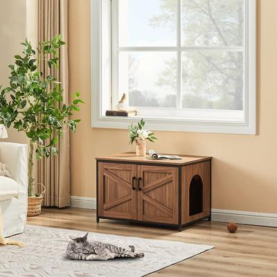 Show full view: Unipaws Cat Litter Box Enclosure with Top Opening, Large, Walnut slide 2 of 7