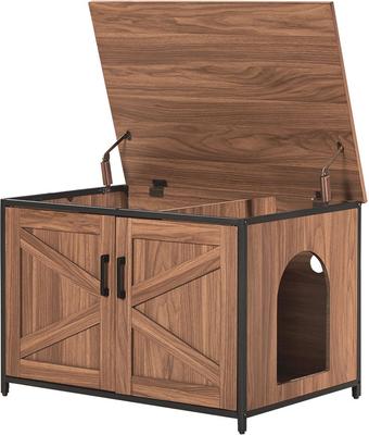 Show full view: Unipaws Cat Litter Box Enclosure with Top Opening, Large, Walnut slide 3 of 7