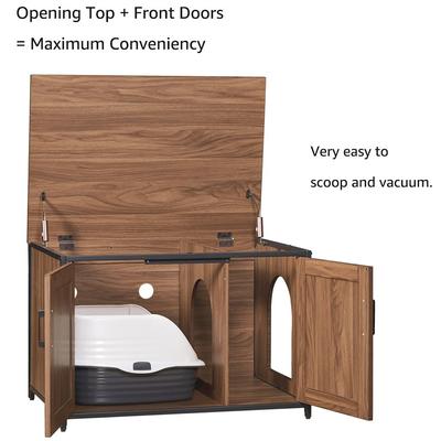 Show full view: Unipaws Cat Litter Box Enclosure with Top Opening, Large, Walnut slide 4 of 7