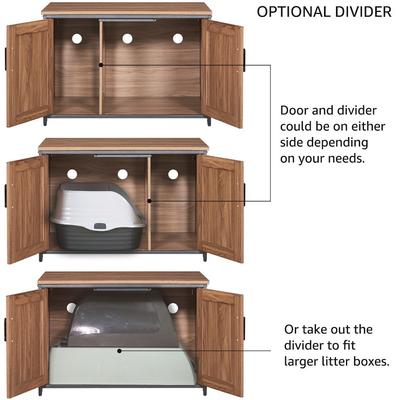 Show full view: Unipaws Cat Litter Box Enclosure with Top Opening, Large, Walnut slide 5 of 7