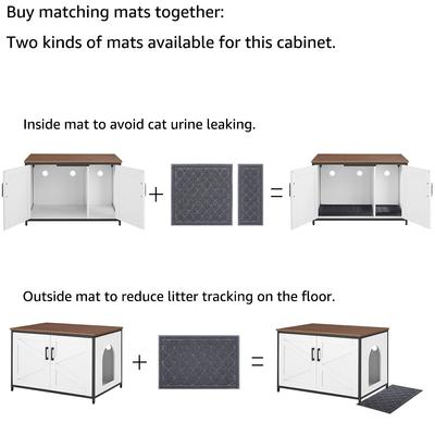 Show full view: Unipaws Cat Litter Box Enclosure with Top Opening, Large, White & Walnut slide 7 of 8