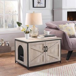 Unipaws Cat Litter Box Enclosure with Top Opening, Large, Weathered Gray