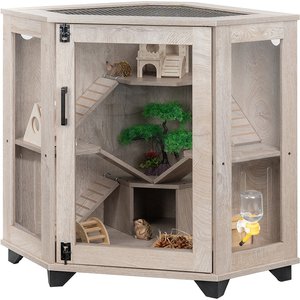Unipaws Corner Small Pet Cage, Weathered Grey, Medium