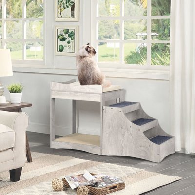 Unipaws Unipaws Decorative Bunk Cat Bed with Ladder, Weathered Grey, Medium