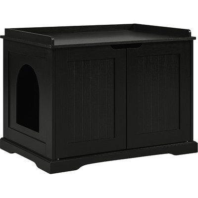 Unipaws Unipaws Furniture Enclosure Decorative Storage Bench Cat Litter Box, Black