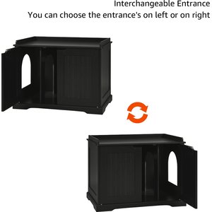 Unipaws Furniture Enclosure Decorative Storage Bench Cat Litter Box, Black