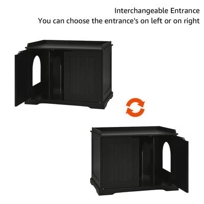 Show full view: Unipaws Furniture Enclosure Decorative Storage Bench Cat Litter Box, Black slide 6 of 9
