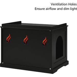 Unipaws Furniture Enclosure Decorative Storage Bench Cat Litter Box, Black