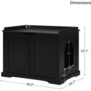 Unipaws Furniture Enclosure Decorative Storage Bench Cat Litter Box, Black
