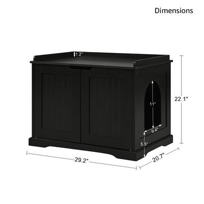 Show full view: Unipaws Furniture Enclosure Decorative Storage Bench Cat Litter Box, Black slide 8 of 9