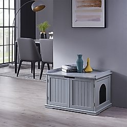 Unipaws Decorative Cat Litter Box Enclosure, Gray