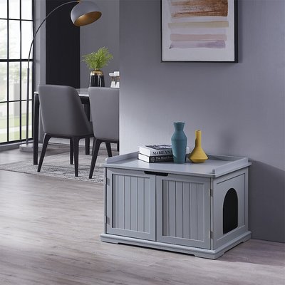 Unipaws Unipaws Decorative Cat Litter Box Enclosure, Gray