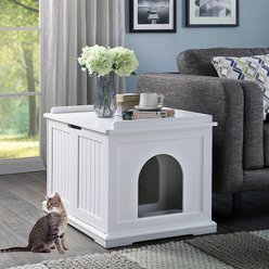 Unipaws Decorative Cat Litter Box Enclosure, White