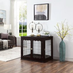 Unipaws End Table Wooden Dog Crate, Espresso, 36.2 inch