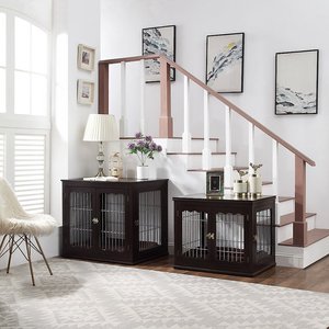 Unipaws End Table Wooden Dog Crate, Espresso, 36.2 inch