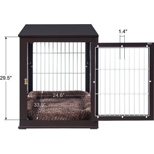 Unipaws End Table Wooden Dog Crate, Espresso, 36.2 inch