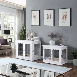 Unipaws End Table Wooden Dog Crate, White, 36.2 inch