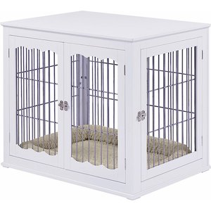 Unipaws End Table Wooden Dog Crate, White, 36.2 inch