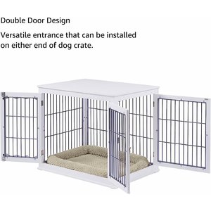 Unipaws End Table Wooden Dog Crate, White, 36.2 inch