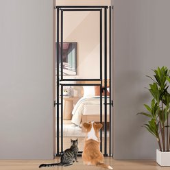 Unipaws 79-in Extra Tall Clear Panel Cat Gate, Black, 79-in