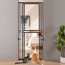 Unipaws 79-in Extra Tall Clear Panel Cat Gate with Extension, Black