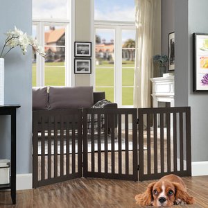Unipaws Free Standing Dog Gate, Espresso, 24-in, 3-panel