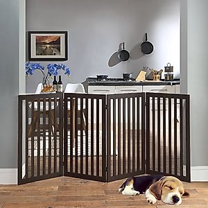 Unipaws Free Standing Dog Gate, Espresso, 36-in, 4-panel