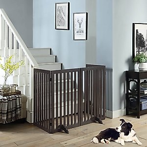 Unipaws Free Standing Dog Gate, Espresso, 36-in, 4-panel