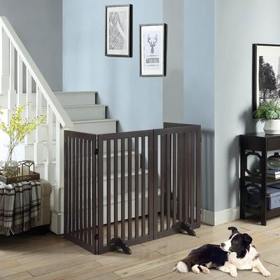 Show full view: Unipaws Free Standing Dog Gate, Espresso, 36-in, 4-panel slide 2 of 9