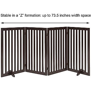 Unipaws Free Standing Dog Gate, Espresso, 36-in, 4-panel