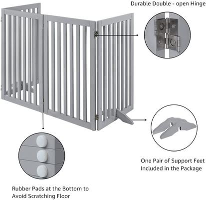 Show full view: Unipaws Free Standing Dog Gate, Gray, 36-in, 4-panel slide 7 of 9