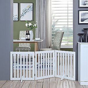Unipaws Free Standing Dog Gate, White, 24-in, 3-panel