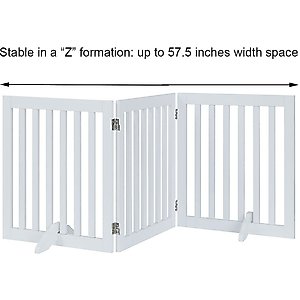Unipaws Free Standing Dog Gate, White, 24-in, 3-panel