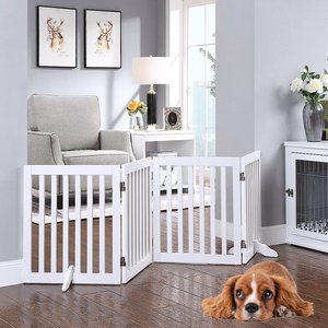 Unipaws Free Standing Dog Gate, White, 24-in, 4-panel
