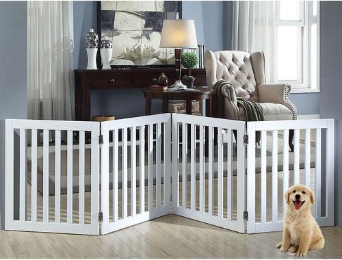 Show full view: Unipaws Free Standing Dog Gate, White, 24-in, 4-panel slide 2 of 9