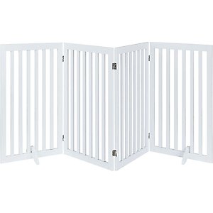 Unipaws Free Standing Dog Gate, White, 36-in, 4-panel