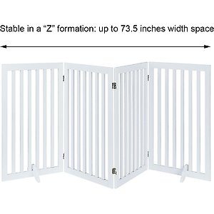 Unipaws Free Standing Dog Gate, White, 36-in, 4-panel